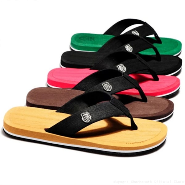 Afslappet Tøfler Til Mænd Flip Flops Strand Sandaler Sommer Non-Slip Flade Slides Mænd Tøfler Indendørs Sko Mand Mand Mand Slip Perre Light Tan 42(26cm)