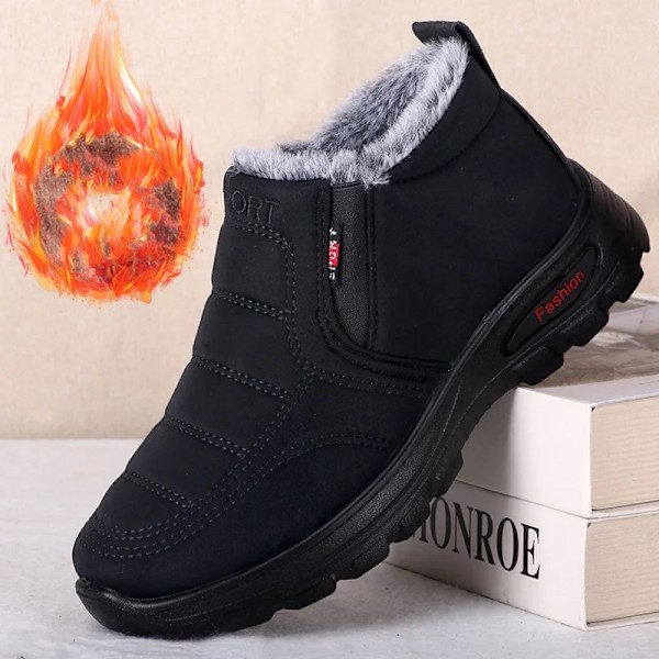 Damskor Unisex Vinterskor 2024 Dam Vattentäta Snöskor Dam Slip On Casual Skor Plyschskor Herr Ankle Botas Women Black 37