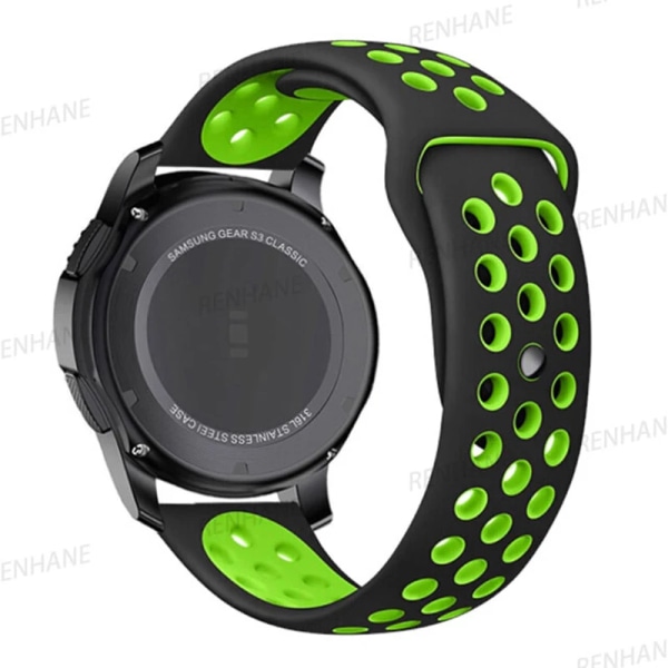 22 mm 20 mm watch för Samsung Galaxy Watch 6 5 4 3 Classic 47 mm 43 mm Pro 45 mm 40 mm 44 mm silikonarmband Huawei GT/3/2 Band Black Green Classic 6 47mm