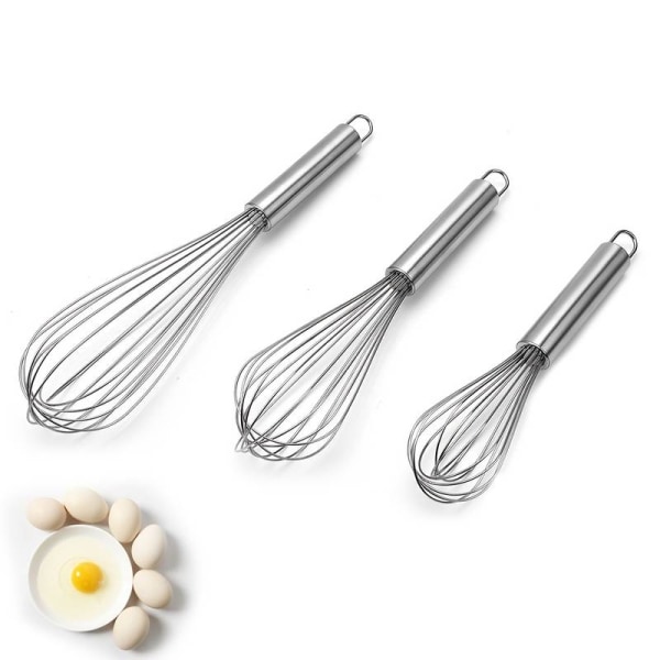 3pc Stainless Steel Whisk, Cooking Mixer, Whisk For Blending, Beating And Stirring, Enhanced Version Balloon Wire Whisk, Kitchen Gadget, 8in/10in/12in