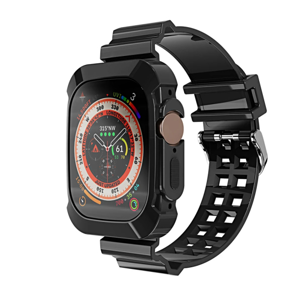 Klart band + case för Apple Watch 9 8 7 6 SE 5 3 2 ultra 2 49 mm mjukt genomskinligt band iwatch band 40 mm 44 mm 42 mm 41 mm 45 mm black 41mm 40mm 38mm