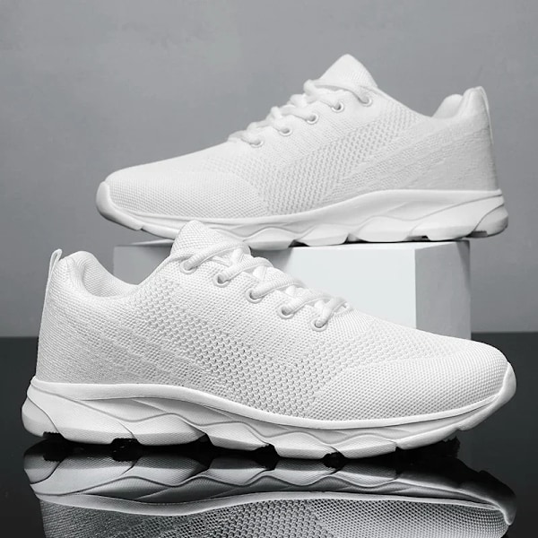 Nye Herresko Åndbar Funktion Casual Sneakers Sommer Hvid Løbesko Let Blød Sportsko Til Mand Stor Størrelse 35-45 white 39(24.5CM)