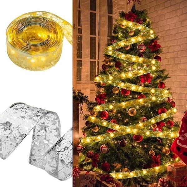 Bånd Fe Hvid Jul Dekoration Juletræ Ornamenter Til Hjem 2022 Strenglamper Navidad Natal Nytår 2023 Red-Warm 1M