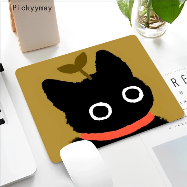 Black Cat Musmatta Litet kontor Dator Skrivbordsmatta Bord Tangentbord Stort musmatta Laptopkudde Halkfri skrivbordsmatta Heminredning z12 Not LockEdge 20x25cm