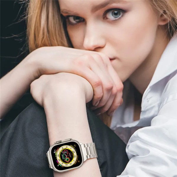 Metallrem för Apple Watch Band 49mm 45mm 41mm 40mm 44mm Rostfritt stål Correa Armband bälte iwatch 42mm series 7 6 SE 8 Ultra Gold
