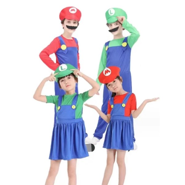 Anime Odyssey Super Bröder Luigi Cosplay Kostym Marios Vuxna Barn Hopsuits Skägg Hatt Inställt Halloween Kostyme 10 S