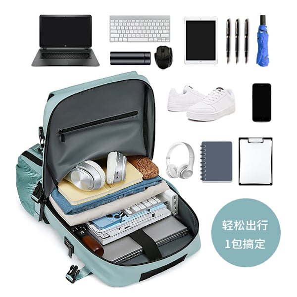 Rejsetaske Rygsæk Kvinder Stor Kapacitet Ultra-Let Multi-Funktionel Bagage Taske Bærbar Crossbody Rejser Mænd Rygsæk Light Gray 18 Inch