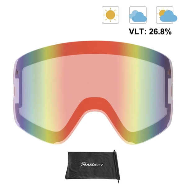 Magnetiska skidglasögon män Snowboardglasögon dubbla lager lins Anti-dim UV400 snöglasögon dam snöskoter skidglasögon OTG ZM030 Red Lens