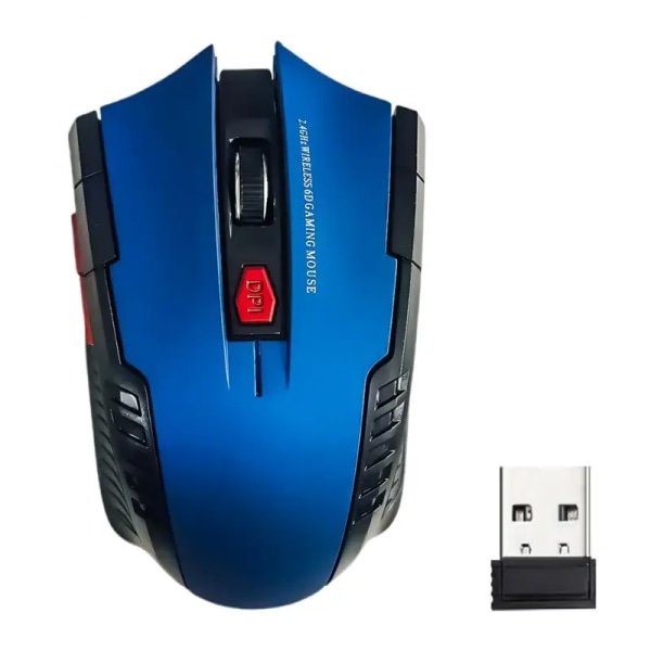 2,4G 6-nyckel trådlös mus spelmus 1600DPI USB mottagare spelmus Optisk för bärbar dator PC Gamer CSGO PUBG LOL Blue