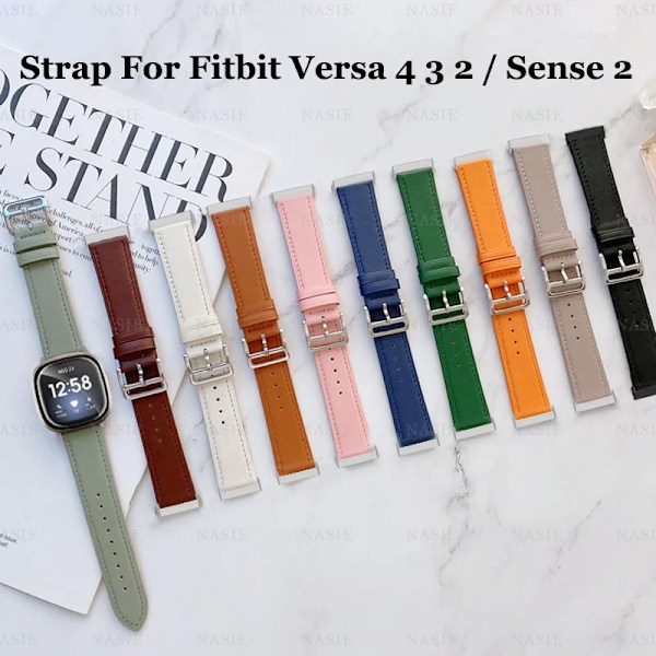 Nahkainen ranneke Fitbit Versa 4 -rannekkeelle Fitbit Versa 3 2 Lite Miehet Katso ranneketta Fitbit Sense / Sense 2 Vaihda Loopp oatmeal For Fitbit versa 2