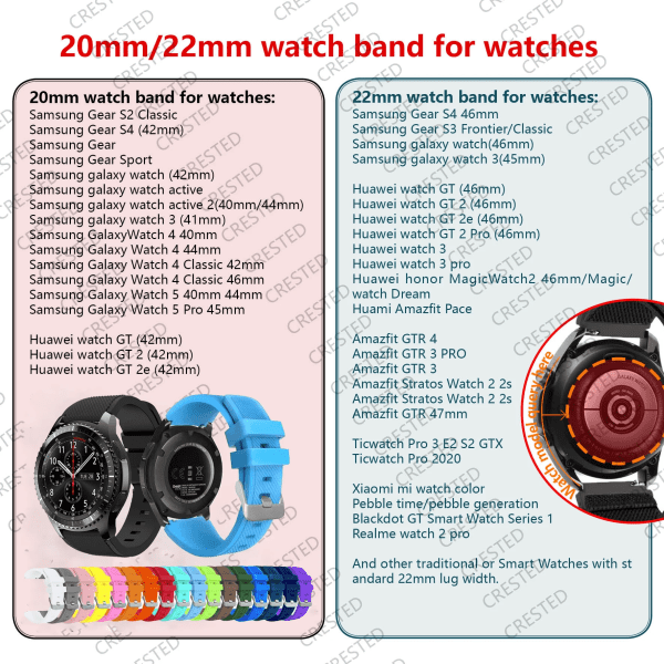 20mm 22mm Rem för Samsung galaxy watch4 44mm/40mm 5 pro active 2 Gear s3 Silikon Armband Huawei Watch gt2/3/2e band orange 5 22mm