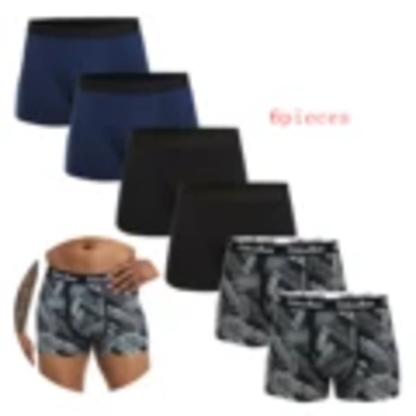 6St Pack Black Boxer Shorts Män Underkläder Mjuk Andask Hane Underkläder För Män Homme Boxershorts 2024 Trosorer 6pc-W2-5 XXL