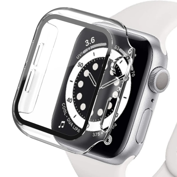 Glas+Matt Watch Cover för Apple Watch Case 45mm 41mm 44mm 40mm 42mm 38mm Bumper+Screen Protector för Iwatch SE 8 7 6 5 4 3 2 1 Transparent 40MM Series SE 6 5 4