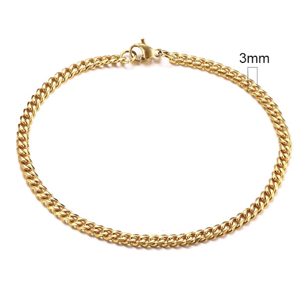 Vnox Män Enkel 3-11Mm Rostfritt Stål Curb Kubanska Länkkedja Armband För Kvinnor Unisex Handled Smycken Gif T 3mm Gold 23cm