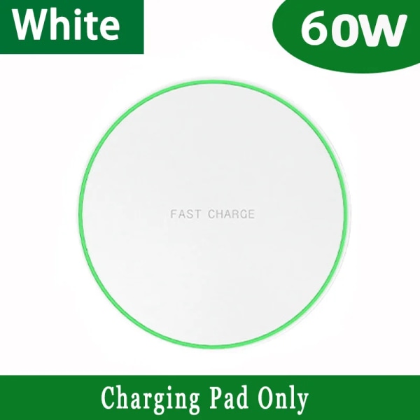 60W trådlös laddare USB C Snabbladdningsplatta Station Quick Charge QC 3.0 För iPhone 14 13 12 11 XS XR X 8 Samsung S22 S21 S20 S9 White