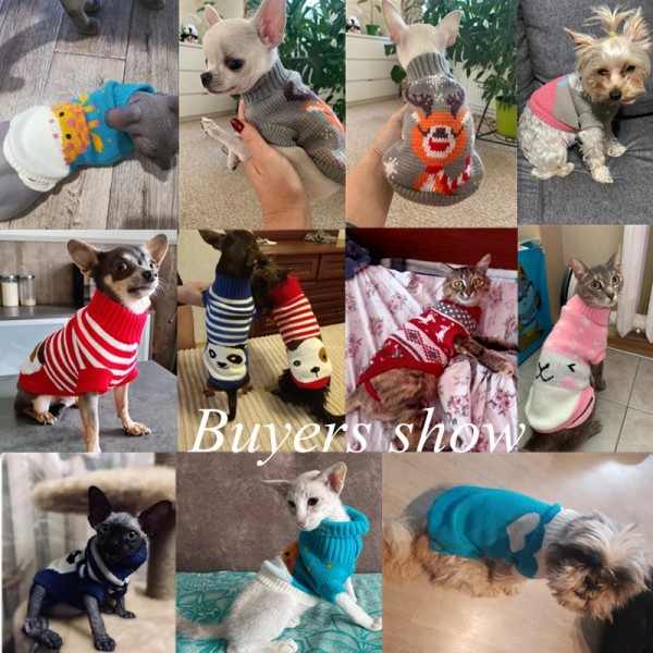 Hundtröjor för små hundar Vinter Varma Hundkläder Turtleneck Stickade Djurkläder Valp Katt Tröja Väst Chihuahua Yorkie Coat Blue XXL