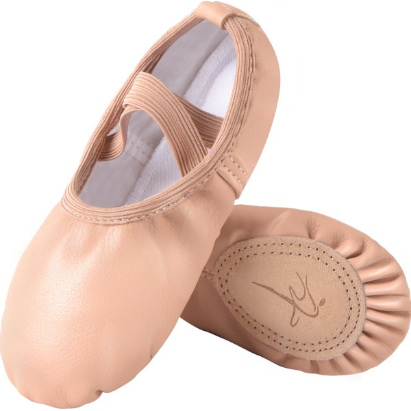 Bekväma och slitstarka balettskor för flickor - Perfekt för dans och yoga - Design med delad sula med knytfri stängning - Finns i Toddler Camel CN26(EU27)