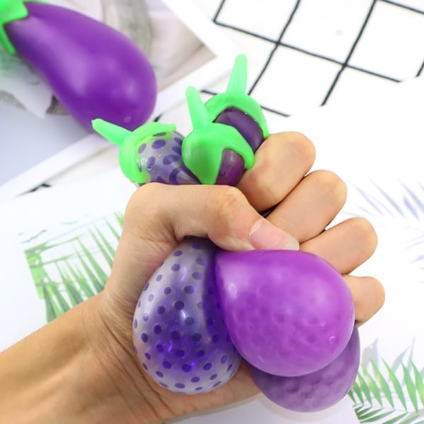 Stressavlastande mjuk klämleksak för barn - TPR Dekompression Aubergine Fidget Toy Random