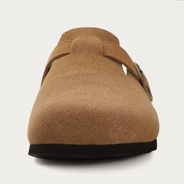 Smile Pop Cow Suede Män Clogs Tompa Kvinnor Suede Clogs Män Läder Mulor Cork Fotbädd Sandaler Med Arch Su Apport Beach Slides Cow Suede-Apricot 37(fit 22.5cm)