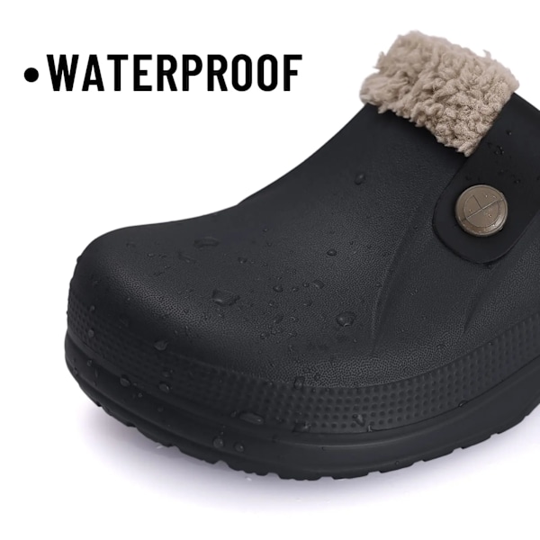 Eyriphy Miesten Clogs Kengät Lämpimät Pehmeät Sisätossut Liukumattomat Vedenpitävät Talvi Puuvilla Liukukengät Pehmeät Karvaiset Makuuhuonetossut Miehille Black Khaki 39-40(9.4-9.6 inch)