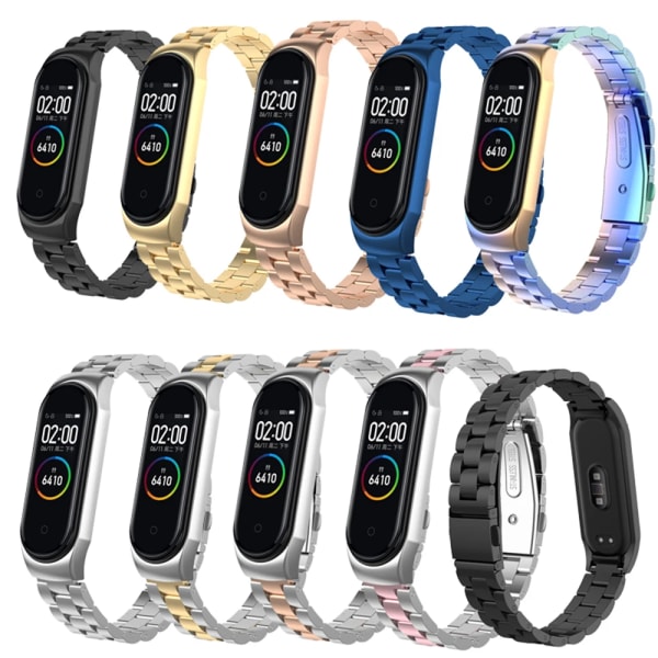 Metallstålrem för Xiaomi Mi Band 7 6 5 Armbandsarmband Ersättning för Mi Band 3 4 5 Skruvlöst armband i rostfritt stål for miband 5 6