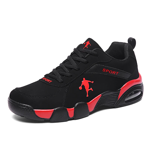 Herre Sneakers 2024 Nye Herre Sko Udendørs Læder Herre Casual Sko Komfortable Vandring Sneaker Tenis Masculino Zapatin Hombres Black Red 37