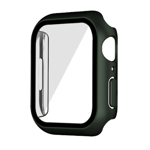 Glas+ cover För Apple Watch Case 44mm 40mm 45mm 41mm 42mm 38mm Tillbehör Pläterad skärmskydd iWatch-serien 9 8 6 5 3 se 7 Green Aluminum 40mm series 654 SE
