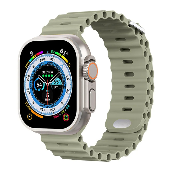 Silikonrem För Apple Watch Ultra 49mm 8 7 45mm 41mm Sportarmband för iwatch 6 5 4 3 2SE 44mm 42mm 38/40mm band Khaki For Ultra 49mm