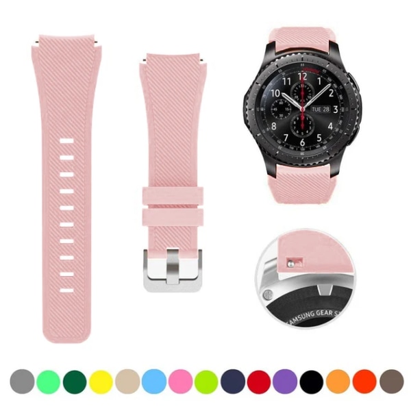 22 mm silikonband för Samsung Galaxy Watch 3 45 mm/Gear S3 Classic/Frontier/Huawei Watch GT 2 3 Pro 46 mm Amazfit GTR/Pace-rem Pink Galaxy watch 3 45mm