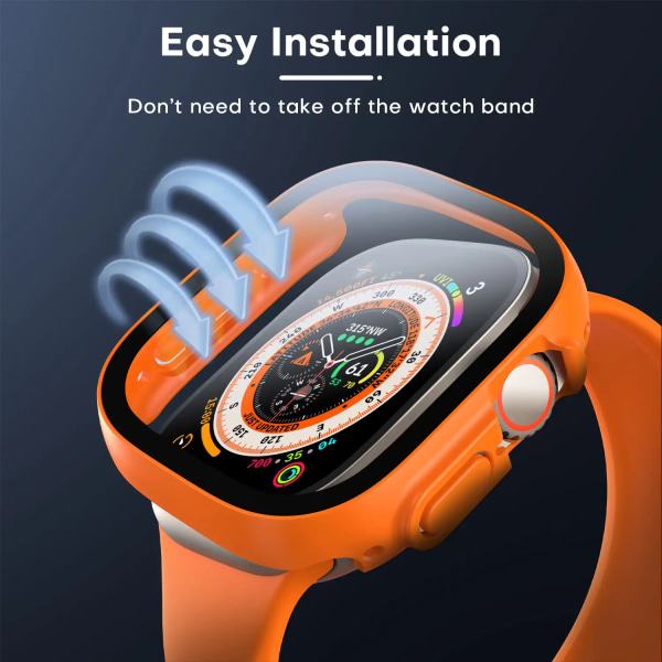 Glas+ Cover för Apple Watch case Ultra 2 49 mm smartwatch Bumper+Screen Protector Härdad iwatch-serien apple watch Tillbehör Orange 10 Ultra or Ultra2 49mm