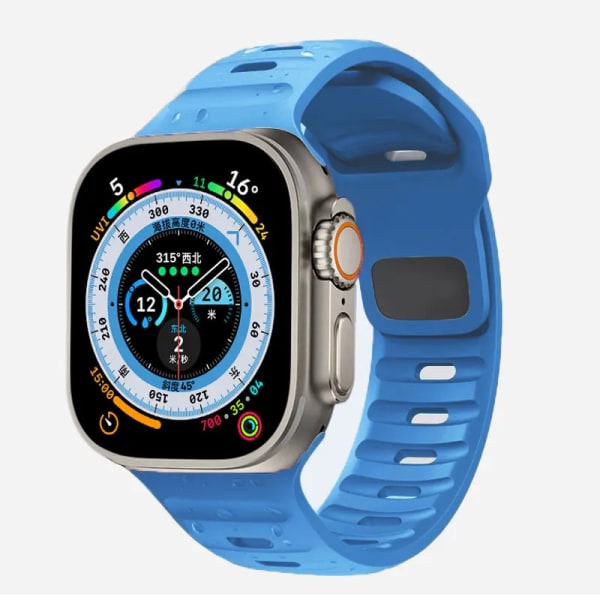 Mjuk silikonrem för Apple Watch Band Ultra 49mm 44mm 45mm 42mm 41mm 42mm 38mm sportklockarmband iwatch Serise 8 7 6 5 armband 16-Sky-blue 42mm 44mm 45mm 49mm