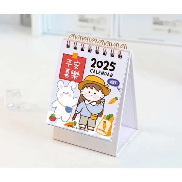 2025 Mini Tegneseriekalender Kawaii Skrivebords Kalender Stående Flip Desktop Kalender Lille Planlægger Adventskalender A