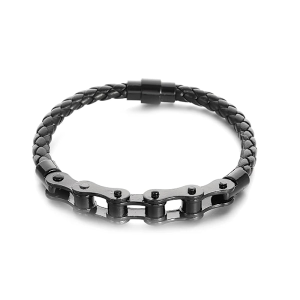 Punk Vävd Läderarmband för Män Högkvalitativ Metall Magnetisk Spänne Business Armband Mode Fest Smycken Present A10243-Black-22