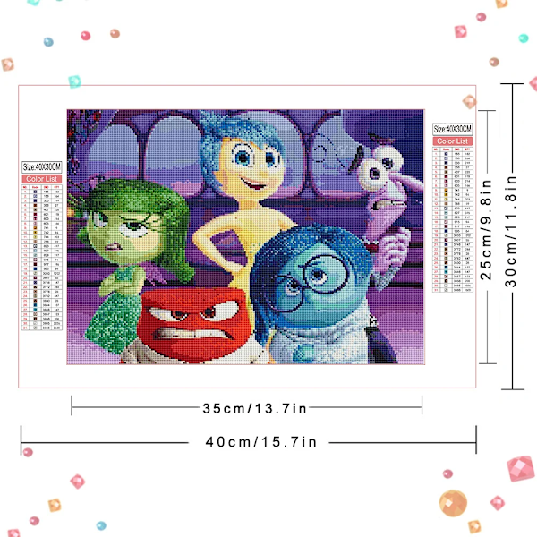 Disney Diamond Mosaic Inside Out Bild Rhinestones Broderier Nya Ankomst Tecknad Diamant Målning Cross Stitch Home Decorre 7628 Full Round 45x60cm