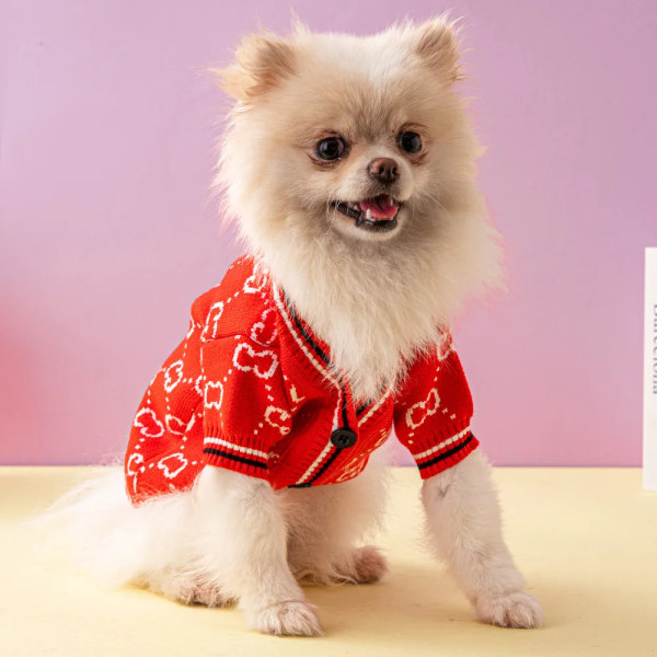 2023 högkvalitativ lyxmode grossist nya hundkläder vår höst modedesign stickad tröja kofta husdjurskläder 03 XL