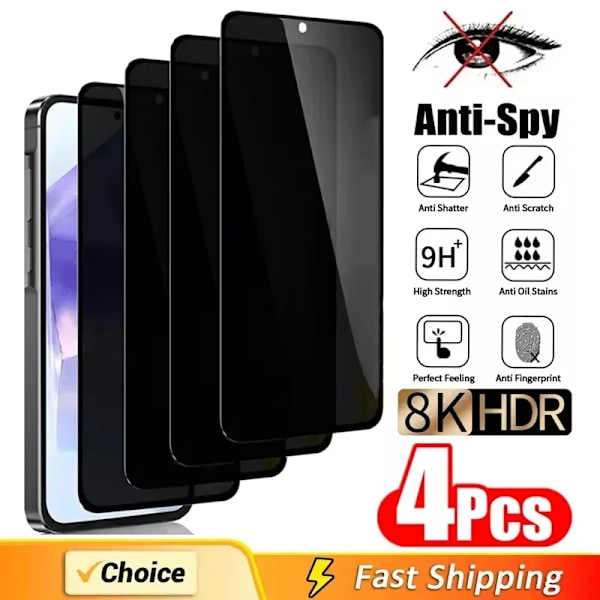 1-4Pcs Skyddsskydd För Samsung S24 Ultra S23 Plus S22 S21 Fe A55 5G A15 A54a A33 A34 A35 Anti-Spy-Glasfilm. A35 5G