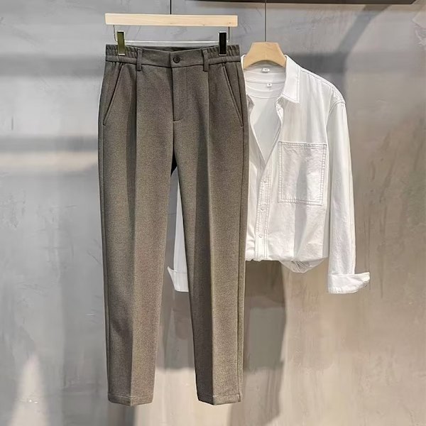 Ulna Housut Miehet 2023 Kevät Ja Syksy Suora Nilkkapituus Slim-Fit Housut Business Casual Housut Miesten Housut Syksy Ja Talvi Grey XL