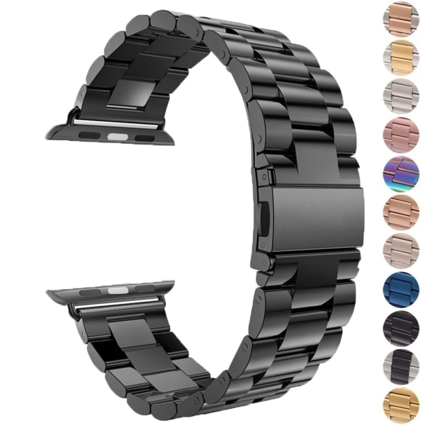 Armband i rostfritt stål för Apple watch 38mm 42mm Metal WatchBand 40mm 44mm Sportarmband för iWatch serie 7/6/SE/5/4/3/2 black For UItra 49mm