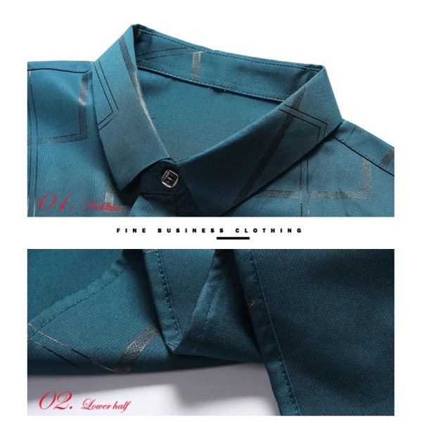 Casual och moderiktig långärmad printed skjorta för män, icke-stryknings- och rynkbeständig affärstopp GRAY XXL
