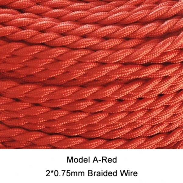 Flerfärgad Flätad Twisted Wire DIY-lampa Twisted Wire 2×0,75 Square Edison Retro Power Red 30m