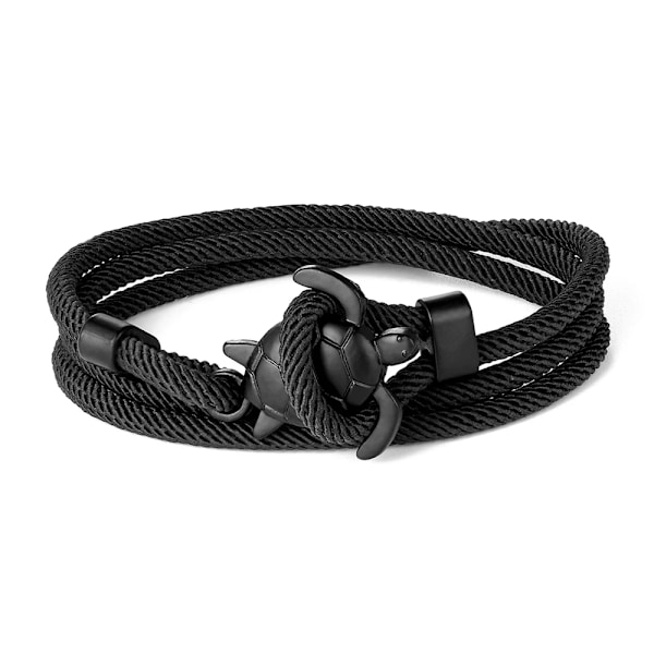 Udendørs Camping Redningsnødrebånd Dame Sort Skildpadde Armbånd Justerbart Milan Reb Armbånd Mænds Handsome Gave TZ-1554