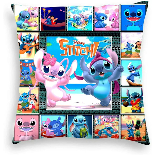 Stitch Kudde Täckning Disney Lilo & Stitch Kudfäste Plush Leksak Anime Kawaii Pillowcase Hem Rum Dekoration Barn N Gåva 11 60x60cm