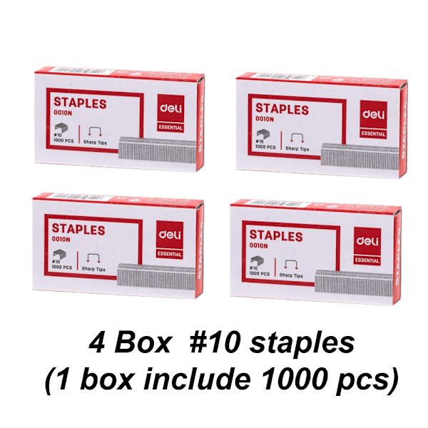 Deli Farverige Mini Hæfteklammer Nr. 10 Metal Anstrengelsesløse Hæfteklammer Med Bærbare Kompakte Kawaii Brevpapir Kontor Kontorartikler 4 boxes Staples