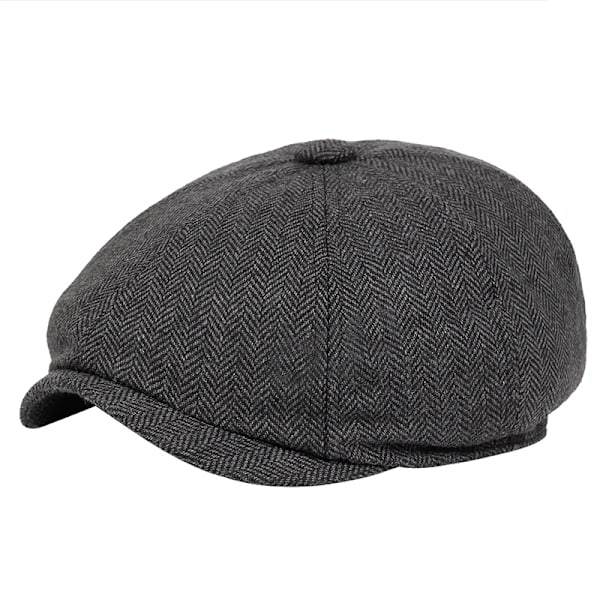 Retro Newsboy Caps Mænd Ottekantede Hatte Britiske Malere Hatte Efterår Vinter Berrêts Herringbone Flade Hatte Hip Hop Berrêts gorras dark grey 6