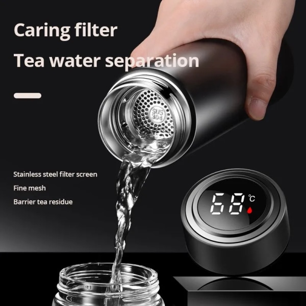 1 st 500ML smart isolering rostfritt stål färgglad kopp mini termos kopp vattenflaska LED digital temperatur display termos MULTI