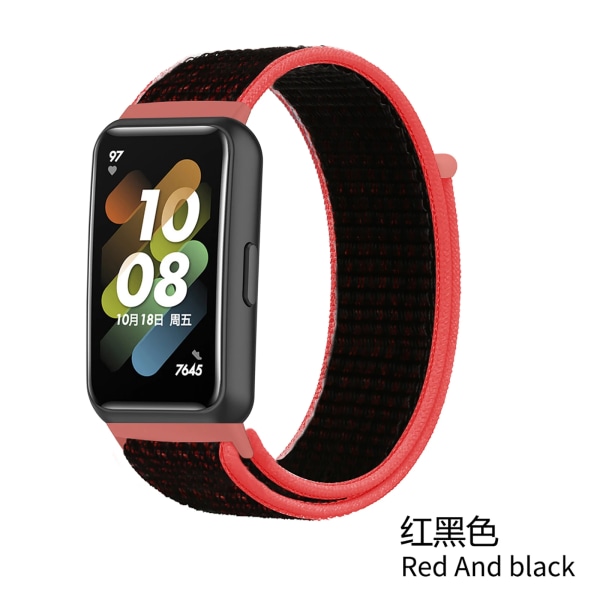 Nylon Rem För Huawei band 7 8 Sport Rem Smartwatch tillbehör Justerbart Ersättningsarmband För Huawei watch 78 red black For Huawei 7