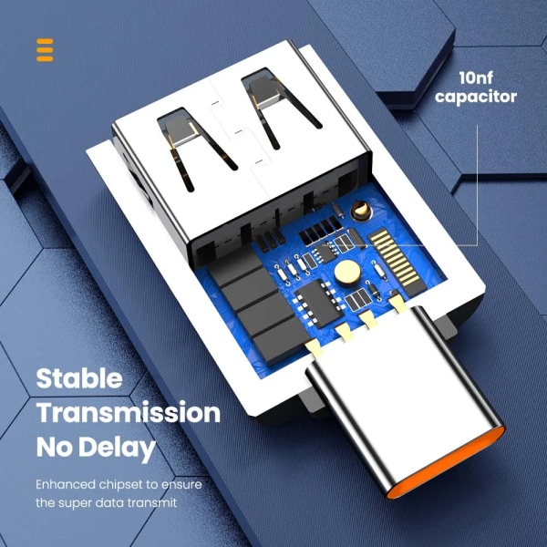 Adaptateur de données USB 3.0 Type C, convertisseur mâle vers femelle, connector OTG rapide, Macbook, Xiaomi, Samsung S20, 10A, OTG 2PCS Orange