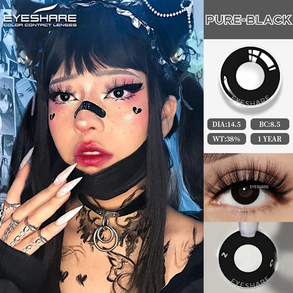 Eyeshare Cosplay Färg Kontaktlinser För Ögon 1Pair Halloween Linser Blue Eye Kontakter Svarta Linser Årligt Vita Ögonlins GOLDEN EYE-BLUE 0