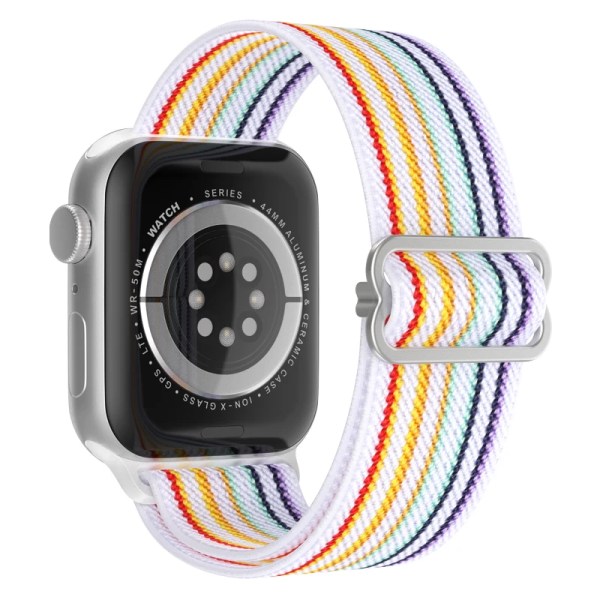 Scrunchie -rem för Apple Watch Band 44mm 40mm 38mm 42mm 49mm Elastiskt nylon IWatch Series Ultra 7 8 9 Se 3 6 45mm 41mm 30 White rainbow 38mm 40mm 41mm