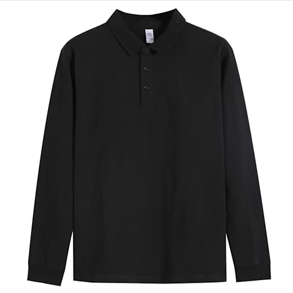 Plus Størrelse Retro Polo Trøje Mænd 2024 Nye Polo Krave Mænds Langærmet Løs Trend Drenge Skjorte / T-Shirt Black 4L